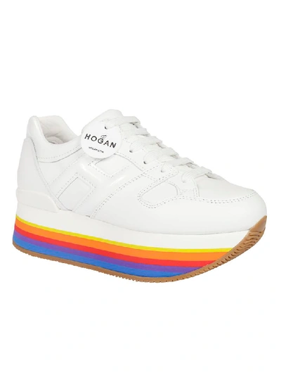 Shop Hogan Rainbow Sole Platform Sneakers In White