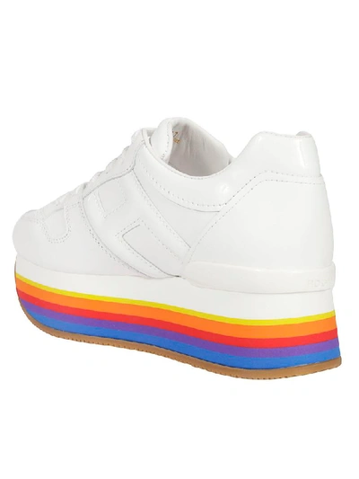 Shop Hogan Rainbow Sole Platform Sneakers In White