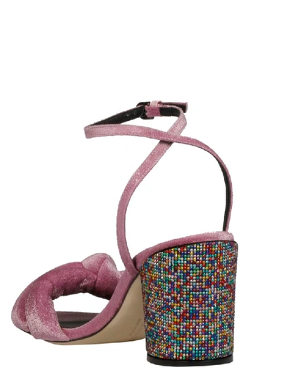 Shop Marco De Vincenzo Embellished Heel Sandals In Pink & Purple
