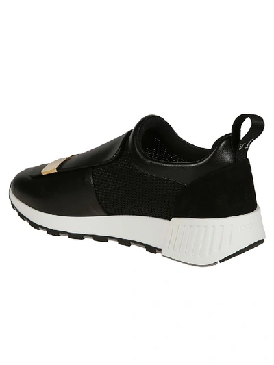 Shop Sergio Rossi Front Flap Sneakers In Black