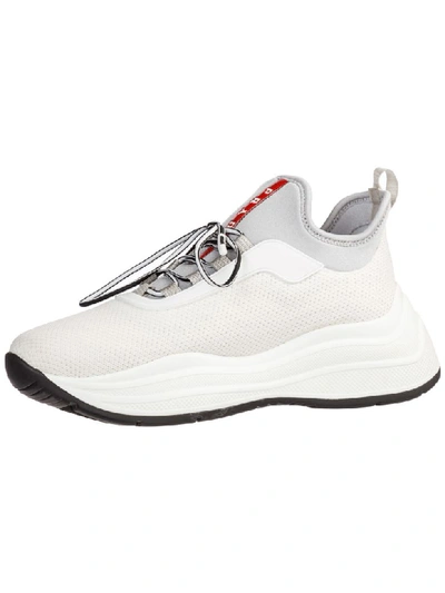 Shop Prada Cloudbust Sneakers In Bianco + Alluminio