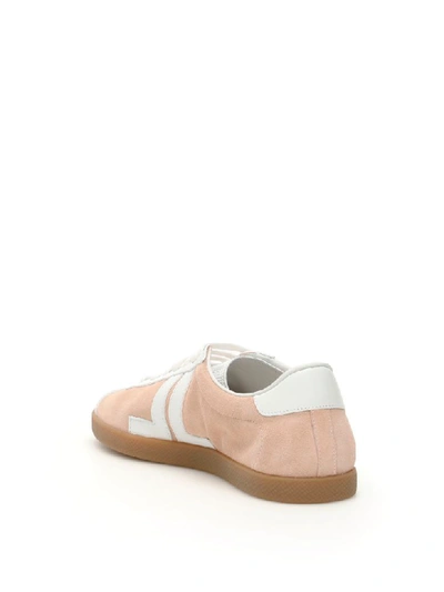 Shop Lanvin Leather Jl Sneakers In Pale Pink White (pink)