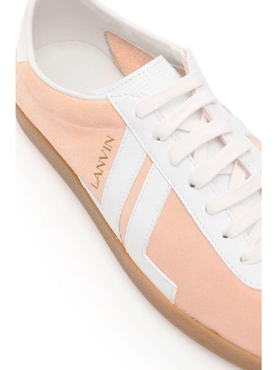 Shop Lanvin Leather Jl Sneakers In Pale Pink White (pink)
