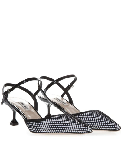 Shop Miu Miu Leather And Neoprene Black Pointed Pumps In Black/white