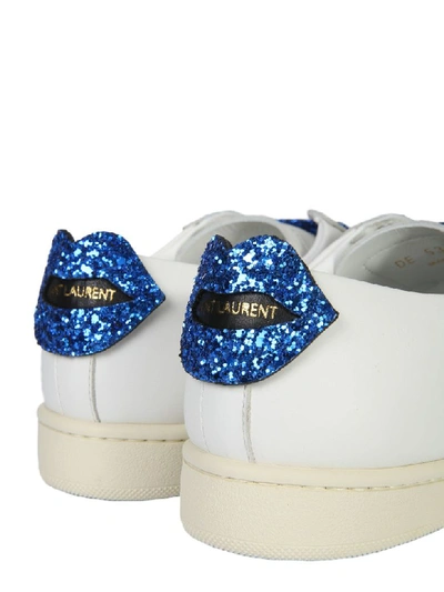 Shop Saint Laurent Court Classic Sl/06 Glitter Lips Sneakers In Bianco