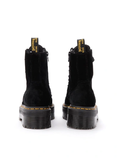 Shop Dr. Martens' Jadon Amphibious Boot In Black Velvet With Maxi Lug Sole In Nero