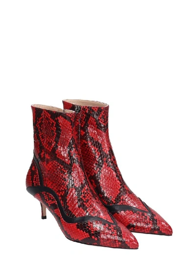Shop Paula Cademartori High Heels Ankle Boots In Red Leather