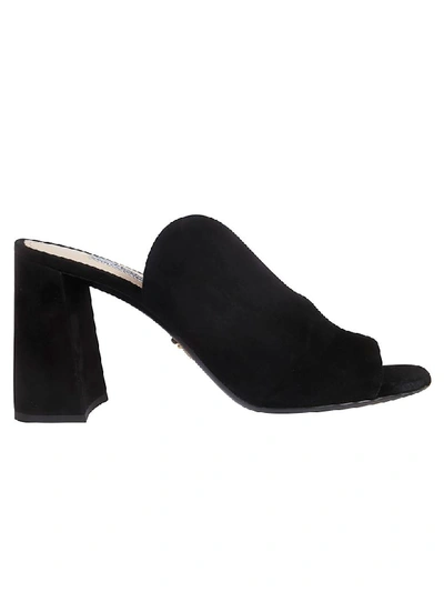 Shop Prada Block Heel Mules In Black