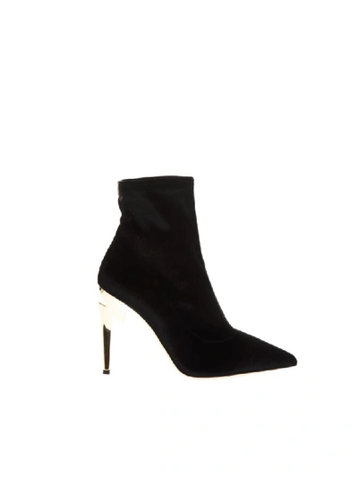 Shop Giuseppe Zanotti Bolt Heel Black Velvet Ankle Boots