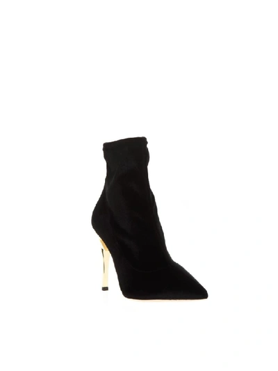Shop Giuseppe Zanotti Bolt Heel Black Velvet Ankle Boots
