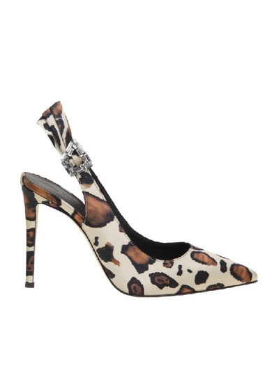 Shop Giuseppe Zanotti Decollete Samia In Silk With Maculated Print In Natural