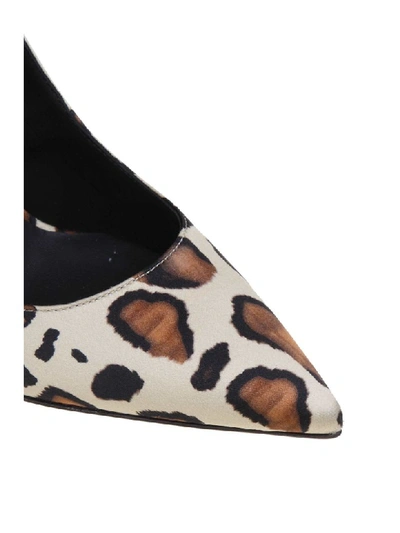 Shop Giuseppe Zanotti Decollete Samia In Silk With Maculated Print In Natural