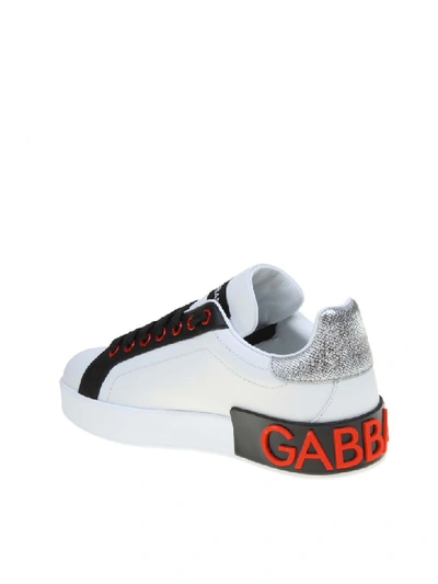 Shop Dolce & Gabbana Sneakers Portofino In Calfskin White Color In White/black