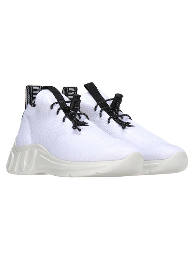 Shop Miu Miu Knit Sneakers In White