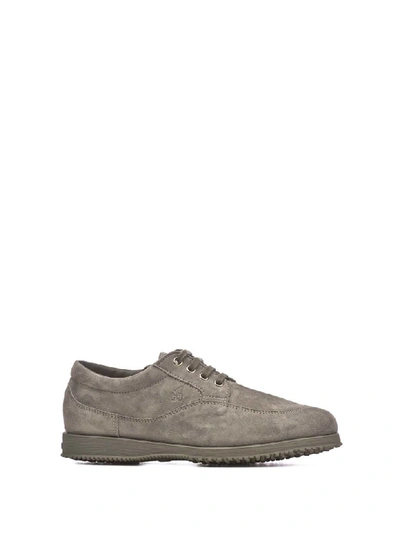 Shop Hogan Traditional Grey Suede In Catrame