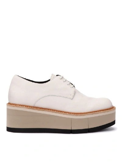 Shop Paloma Barceló Paloma Barcelò Lace-up Shoe In Butter-colored Leather With Two-tone Rubber Sole In Bianco