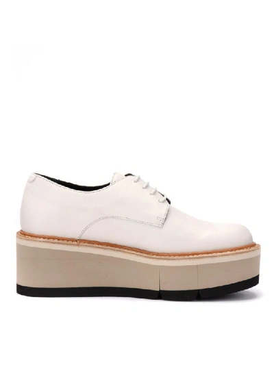 Shop Paloma Barceló Paloma Barcelò Lace-up Shoe In Butter-colored Leather With Two-tone Rubber Sole In Bianco