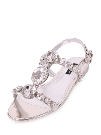 Shop Dolce & Gabbana Mirrored Bianca Sandals In Silver