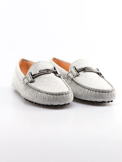 Shop Tod's Double T Loafer In Argento