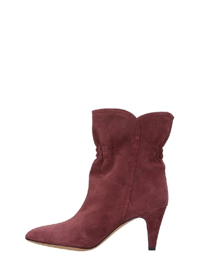 Shop Isabel Marant Dedie High Heels Ankle Boots In Bordeaux Suede