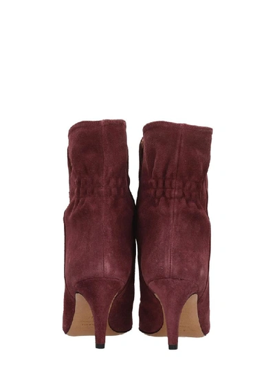 Shop Isabel Marant Dedie High Heels Ankle Boots In Bordeaux Suede