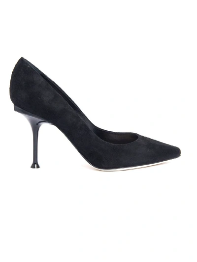 Shop Sergio Rossi Black Suede Pointed-toe Decolletè In Nero