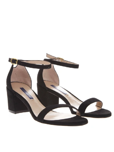 Shop Stuart Weitzman Black Suede Open Toe Sandals