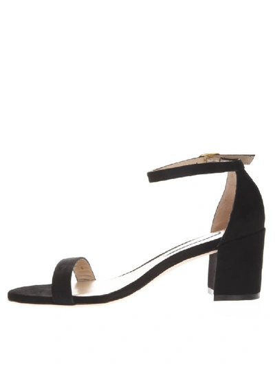 Shop Stuart Weitzman Black Suede Open Toe Sandals