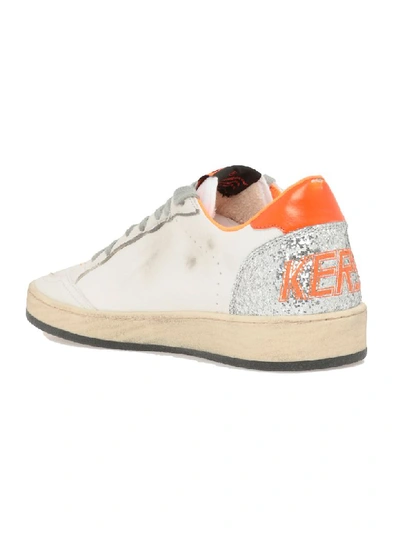 Shop Golden Goose Ball Star Sneaker In White-silver Glitter-orange Fl