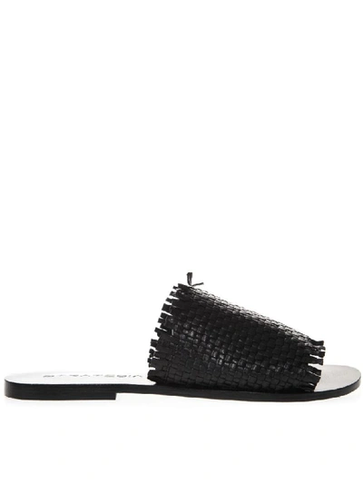 Shop Strategia Black Leather Slipper Sandal