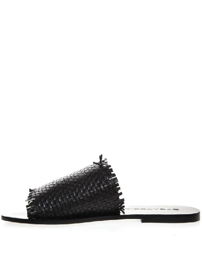 Shop Strategia Black Leather Slipper Sandal
