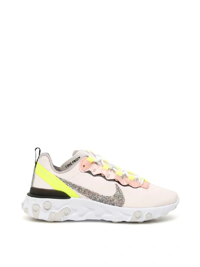 Shop Nike React Element 55 Sneakers In Light Soft Pink Atmosphere Grey (pink)