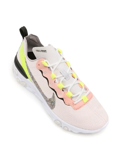 Shop Nike React Element 55 Sneakers In Light Soft Pink Atmosphere Grey (pink)