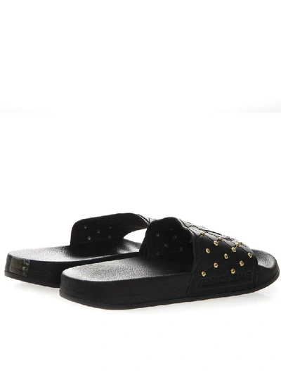 Shop Versace Black Rubber Mini Studs Slipper Sandal