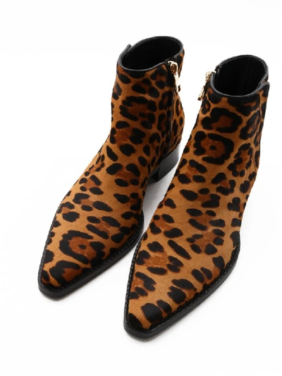 Shop Dolce & Gabbana Animal Print Ankle Boots In Brown