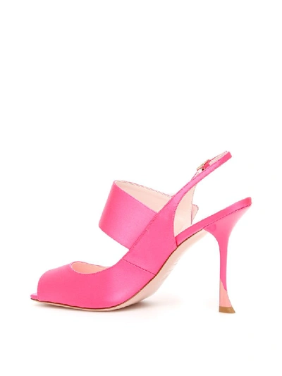 Shop Roger Vivier Rose Button Sandals In Rossetto Chiaro Aurora (fuchsia)