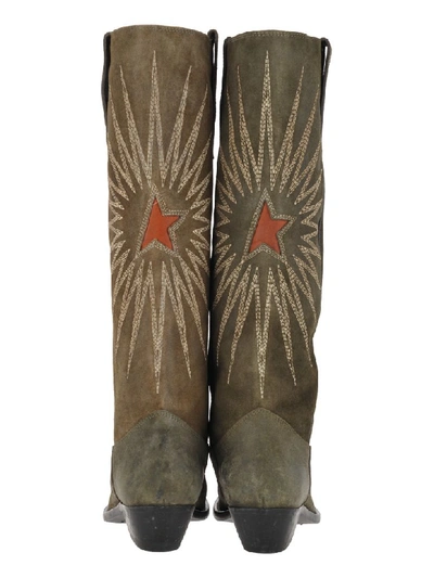 Shop Golden Goose Wish Star Boots In Green Wood