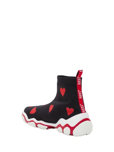 Shop Red Valentino Hearts Printed Socks Sneakers In Nero