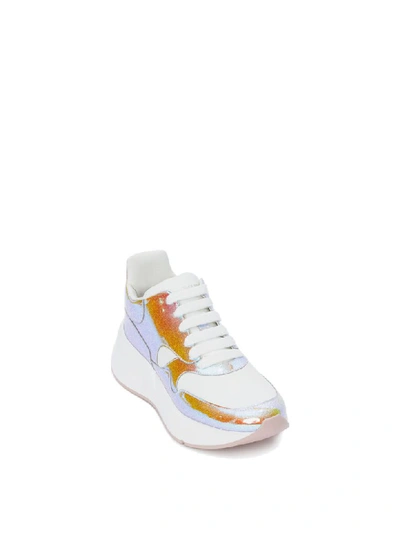 Shop Alexander Mcqueen Runner Metallic Sneakers In Multi Optique White