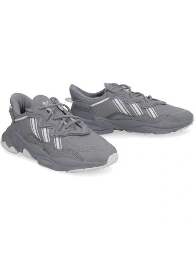 Shop Adidas Originals Ozweego Leather And Mesh Sneakers In Grey