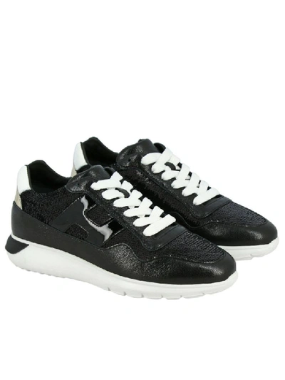 Shop Hogan Sneakers In Leather And Sequins With H And Sport Sole In Black