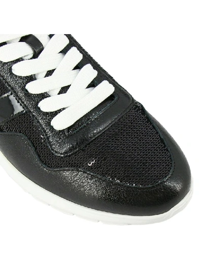 Shop Hogan Sneakers In Leather And Sequins With H And Sport Sole In Black