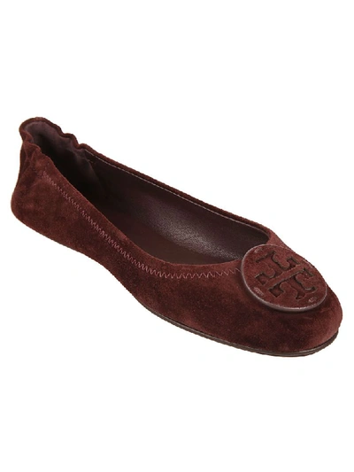 Shop Tory Burch Minnie Travel Ballerinas In Black/cherry