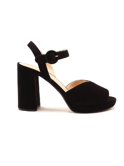 Shop Prada Sandal Suede In Nero