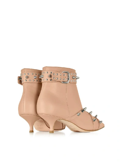 Shop Red Valentino Nude Leather Mid-heel Ankle Boots