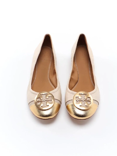 Shop Tory Burch Minnie Cap-toe Ballet In Dulce De Leche/gold