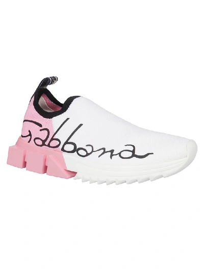 Shop Dolce & Gabbana Logo Slip-on Sneakers In White/red