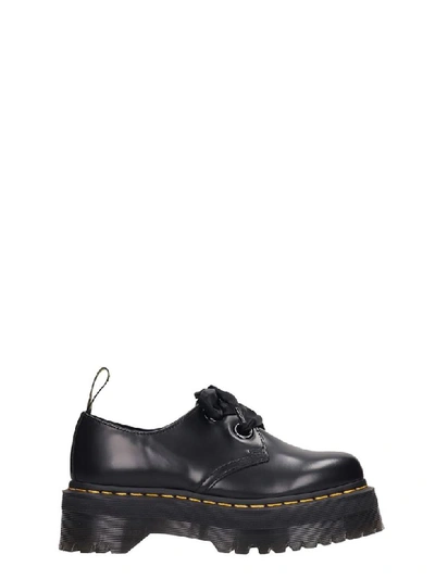 Shop Dr. Martens' Holly Lace Up Shoes In Black Leather