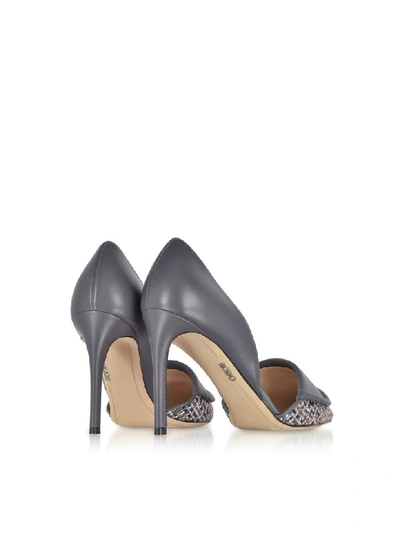 Shop Rodo Leather And Tweed High Heel Pumps In Gray