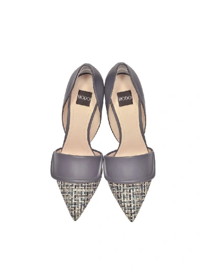 Shop Rodo Leather And Tweed High Heel Pumps In Gray